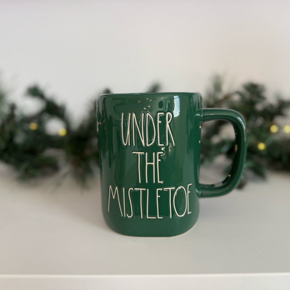 Rae Dunn Green Ceramic “Under the Mistletoe” Mug